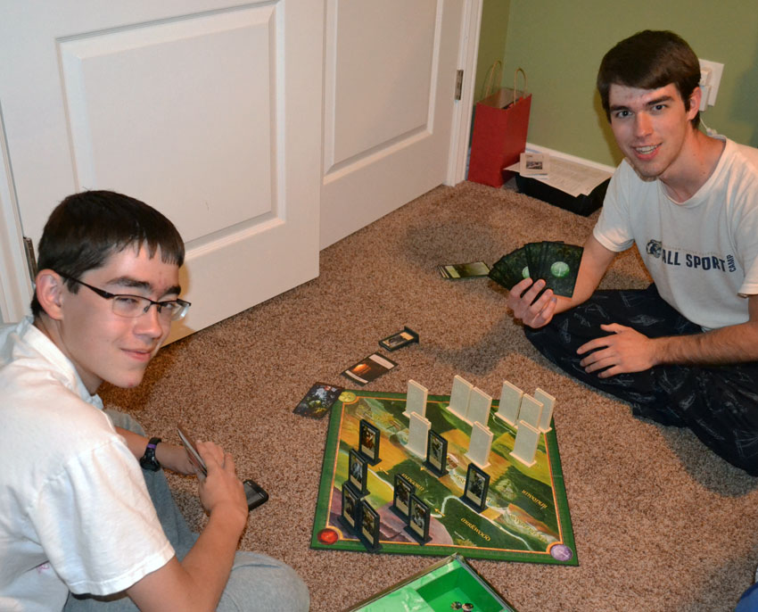 Boys play board games