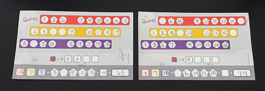 Qwinto dice game